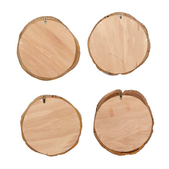 13" Brown Teak Wood Rustic Wall Mirror, 4ct.